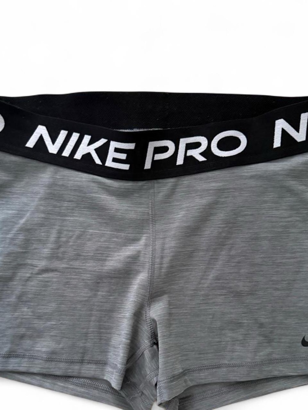 Nike Women’s Gray Nike Pro Bike Shorts with Black Logo Waistband